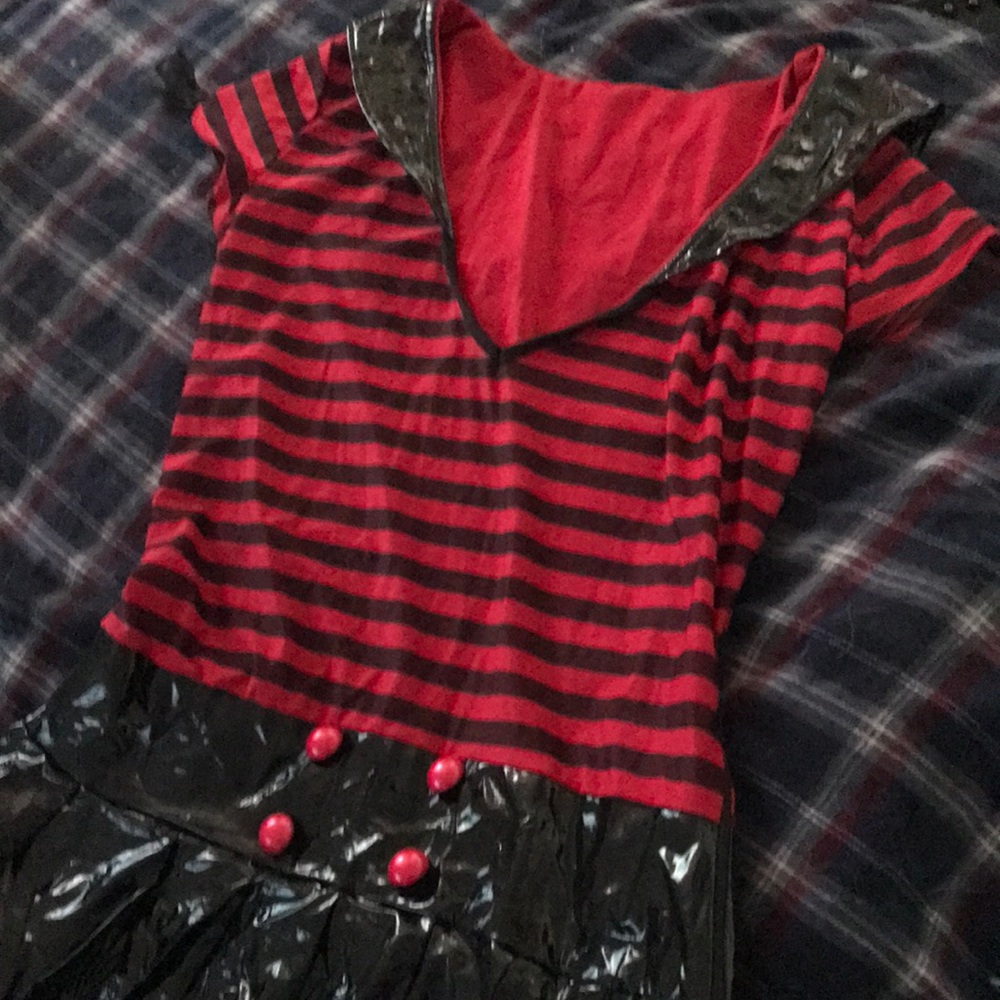 Goth sailor costume cosplay. Red and black with pleather